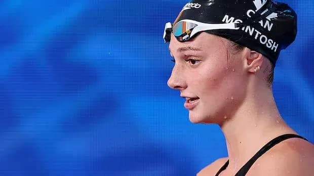 Swan McIntosh in swimming cap at competition