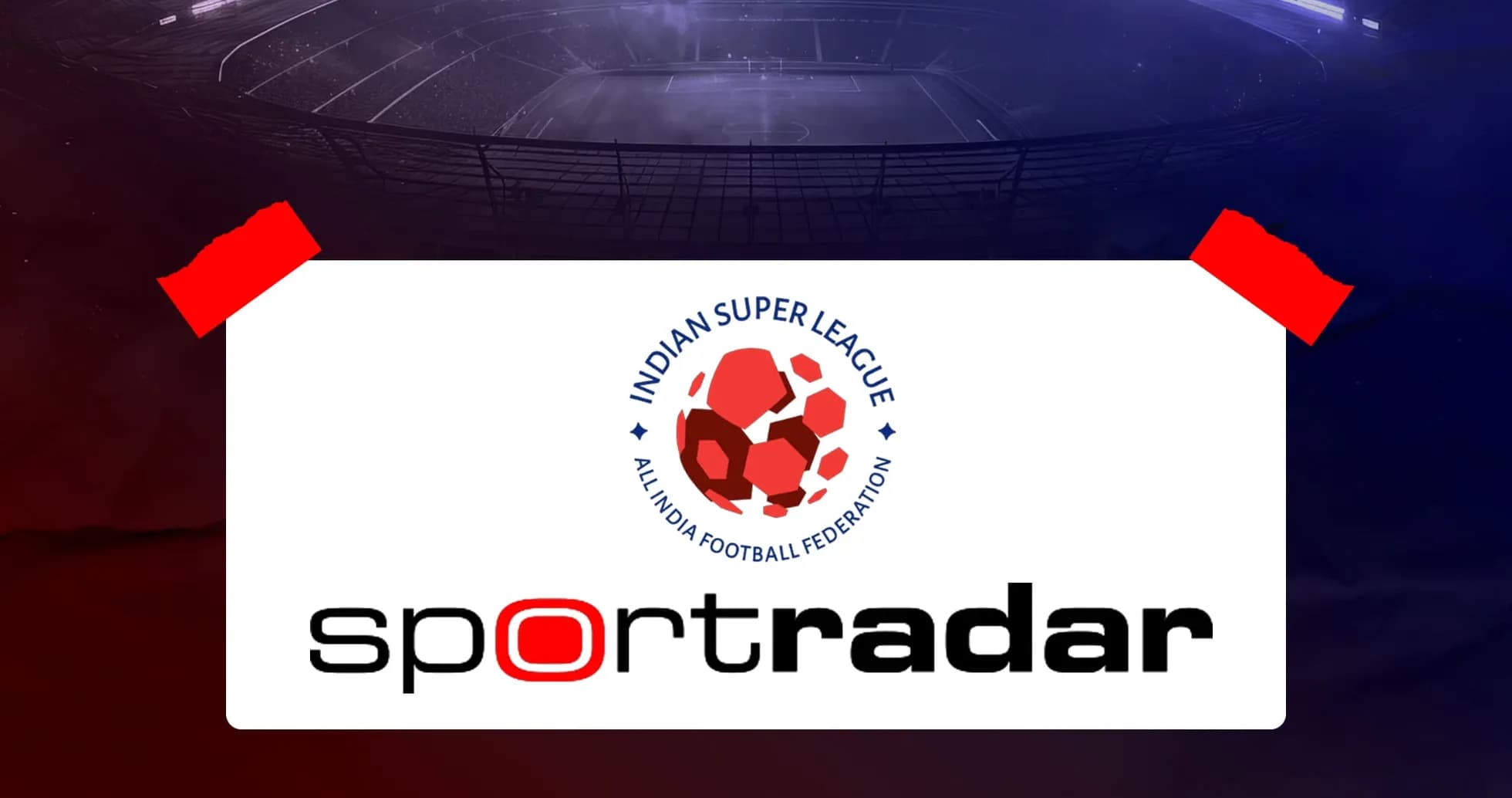 Indian Super League logo with stadium background