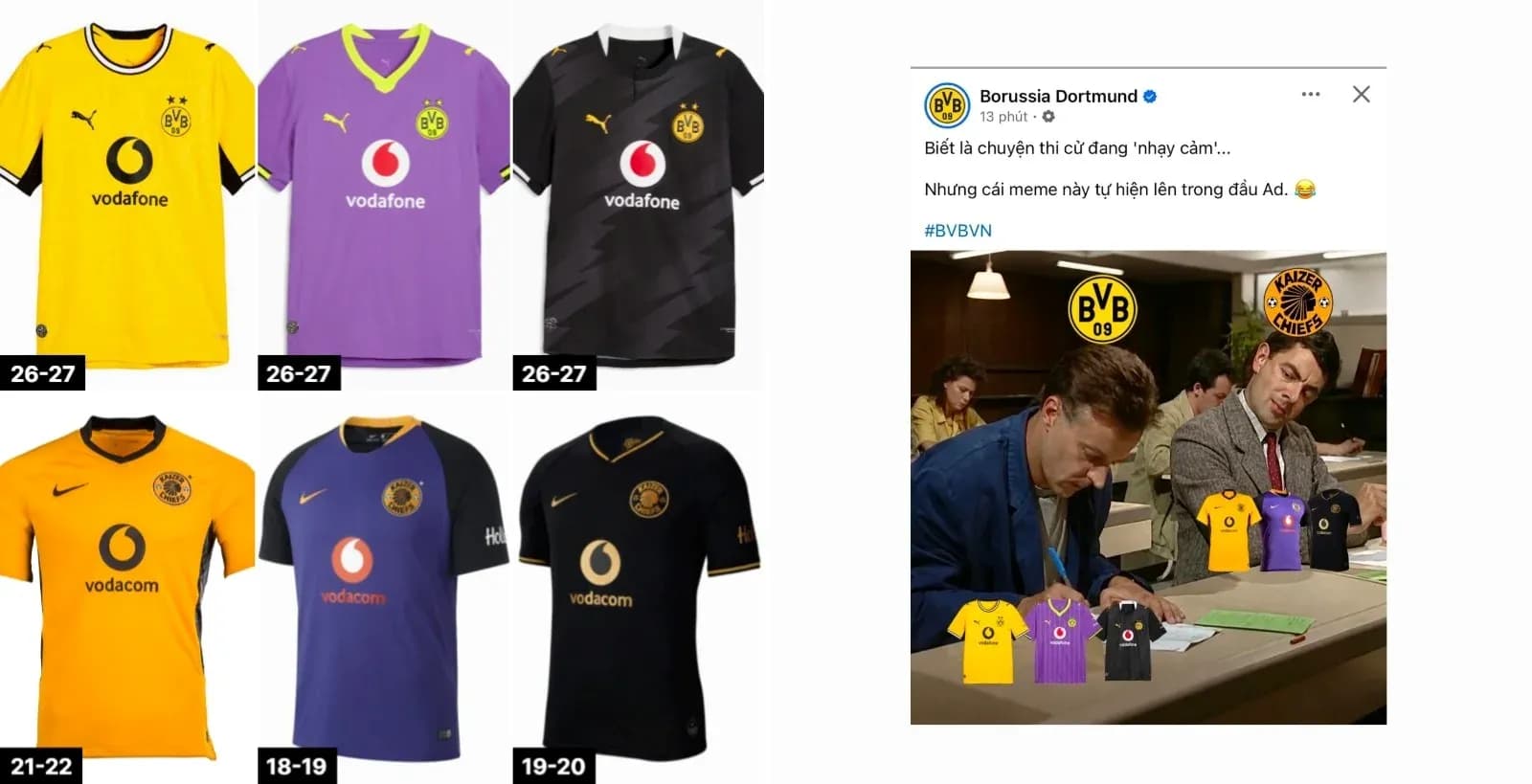 Various football jerseys displayed with humorous meme