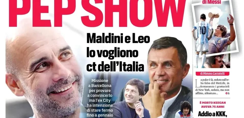 Pep Guardiola smiling on sports magazine cover