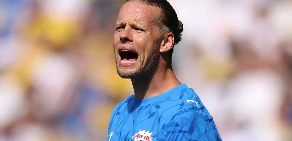 Goalkeeper shouting during a football match