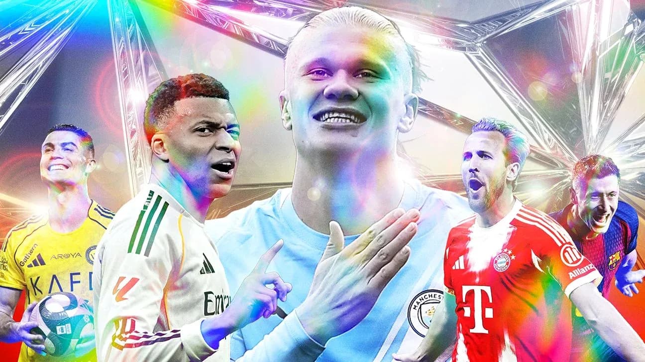 Famous football players celebrating in vibrant collage