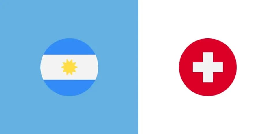 Flags of Argentina and Switzerland side by side