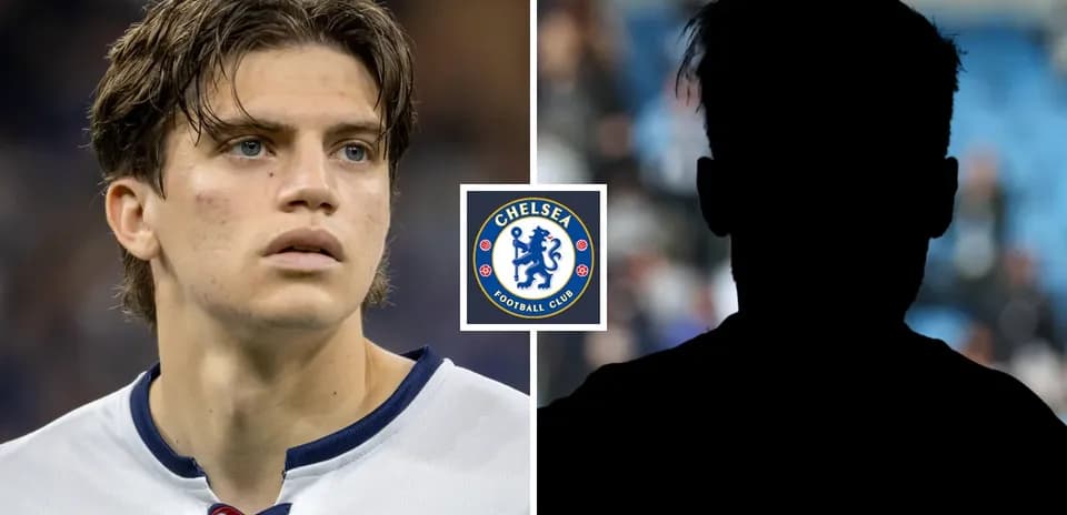 Futbolchi Chelsea logosi bilan tasvirlangan