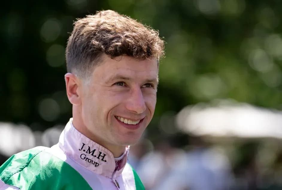 Jockey smiling before a horse race event
