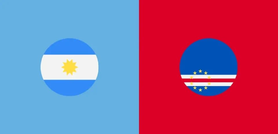 Flags of Argentina and Cape Verde on colored backgrounds