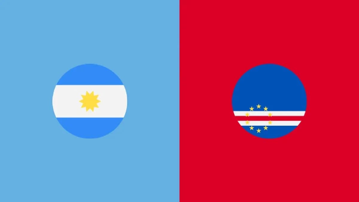 Flags of Argentina and Cape Verde on colored backgrounds