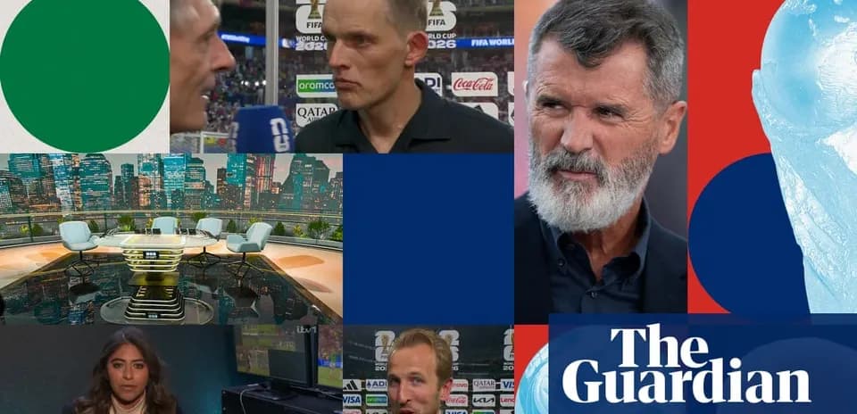 Collage of sports commentators and studio setup