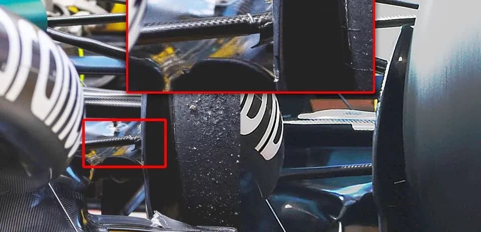 Close-up of Formula 1 car components and details