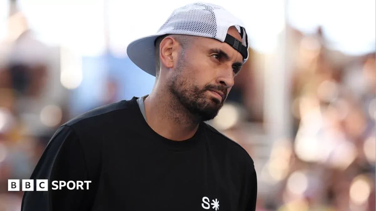 Tennis player during a match looking serious