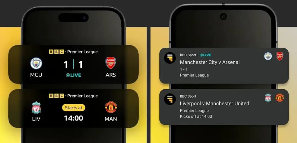 Premier League match updates on mobile screen