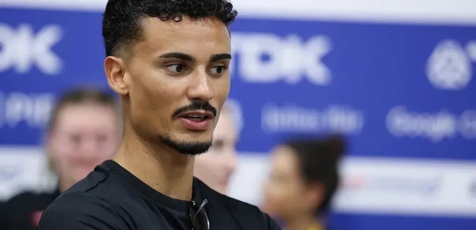Athlete speaking during press conference event