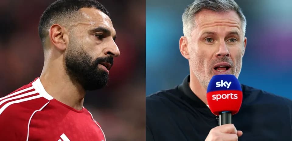Mohamed Salah and Jamie Carragher in separate settings