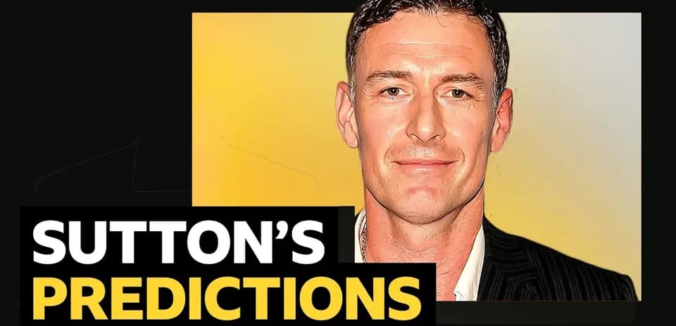 Sutton's predictions graphic with player image