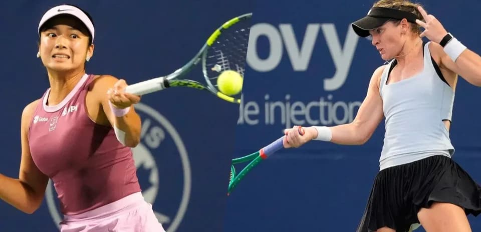 Tennis players hitting balls during a match