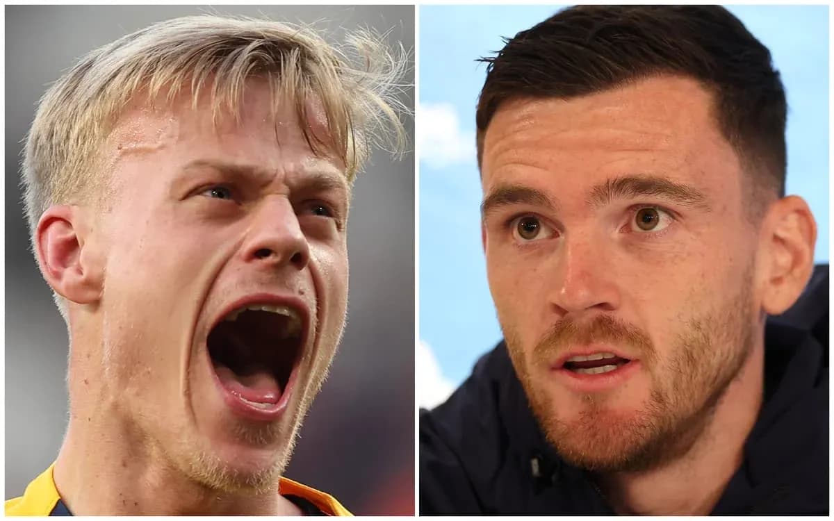 Goalkeeper celebrating and player speaking at press conference