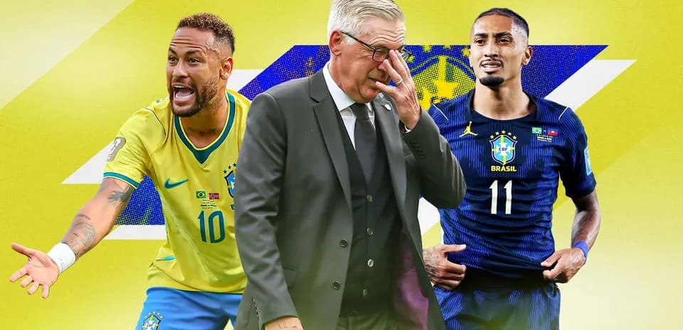 Neymar and coach with another player on yellow background