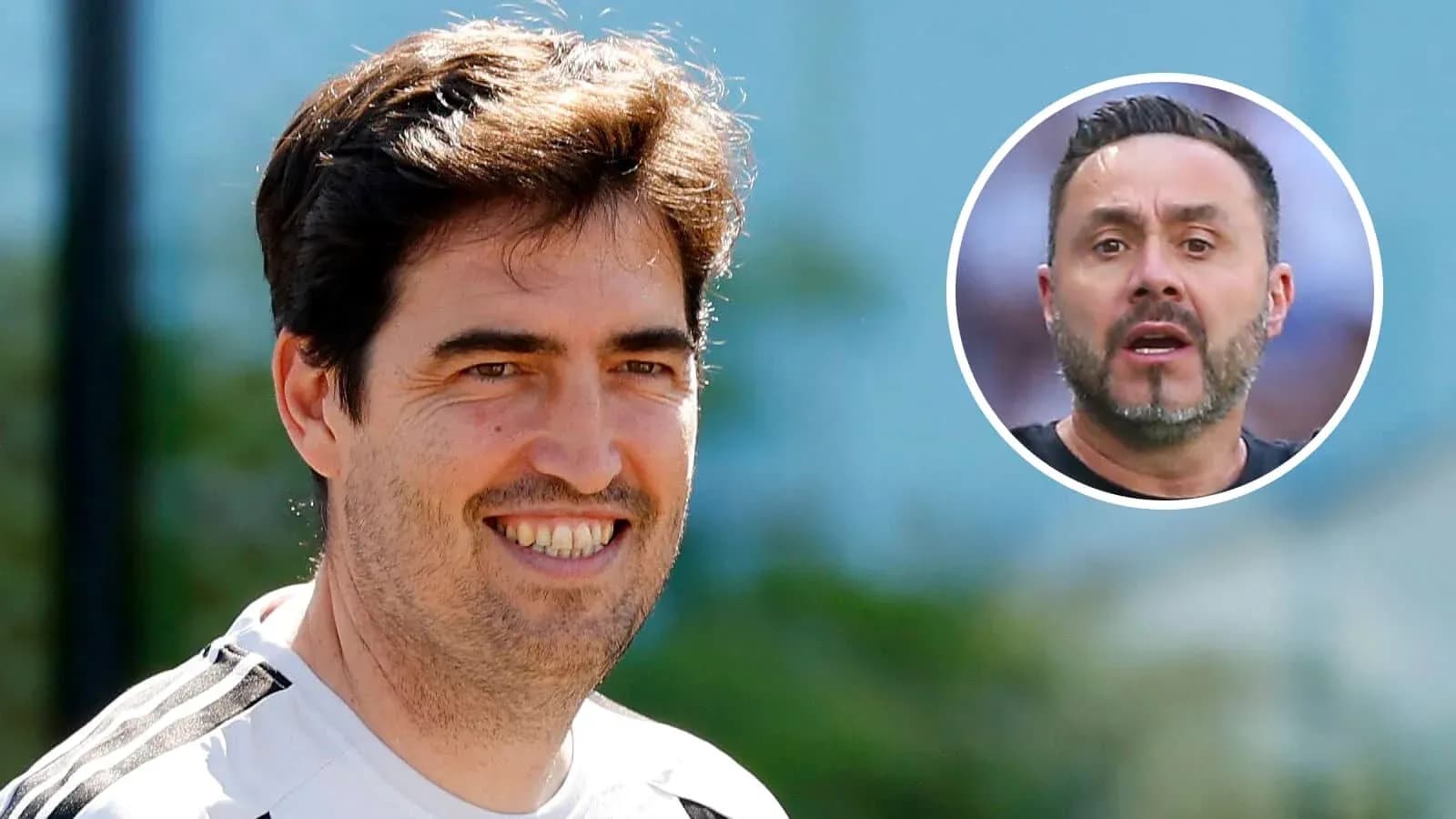 Football coach smiling during training session
