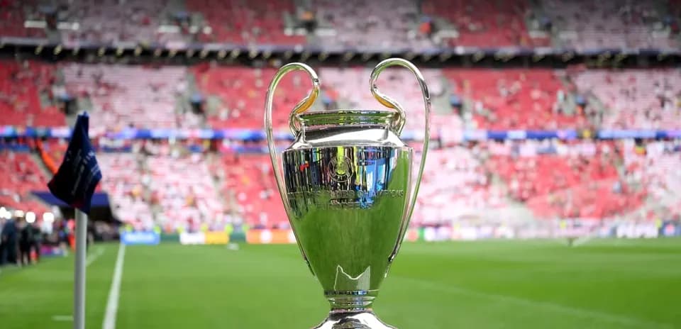 Champions League trophy on display at stadium