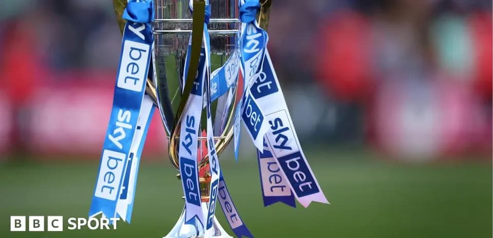 Sky Bet trophy displayed on the podium