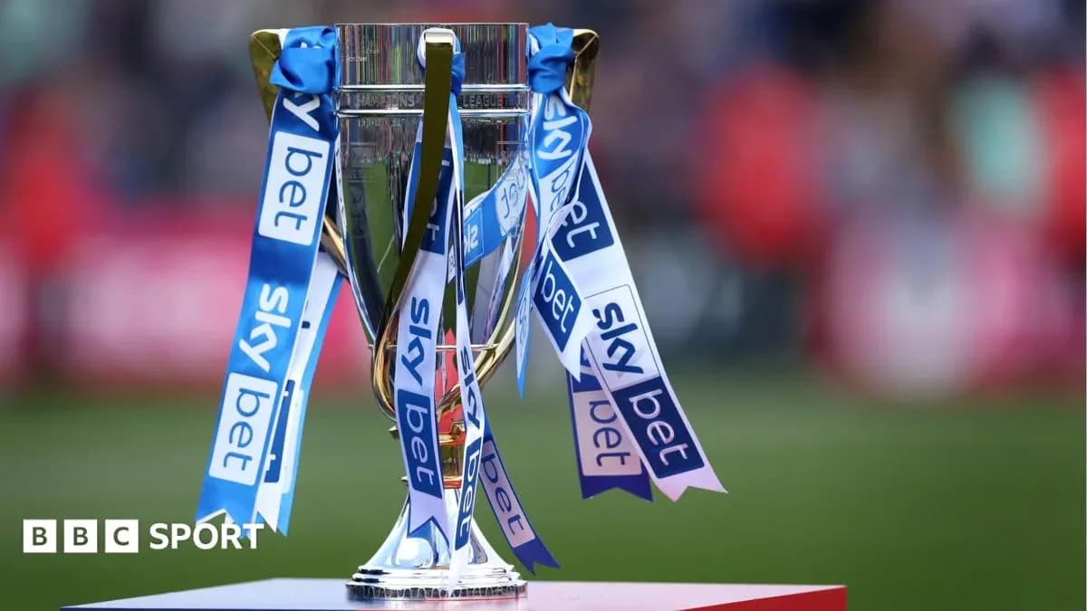 Sky Bet trophy displayed on the podium