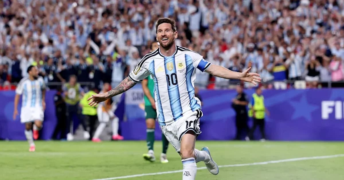 Lionel Messi celebrating a goal for Argentina