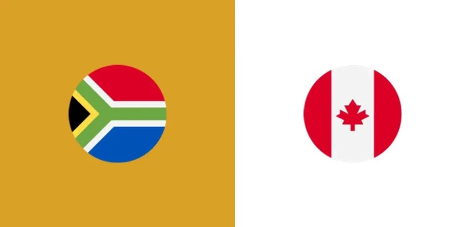 South Africa and Canada flags side by side