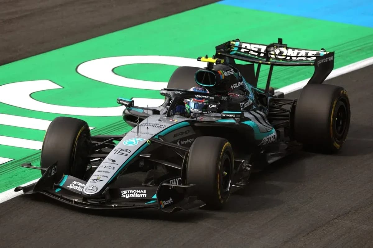 Mercedes Formula 1 car racing on track