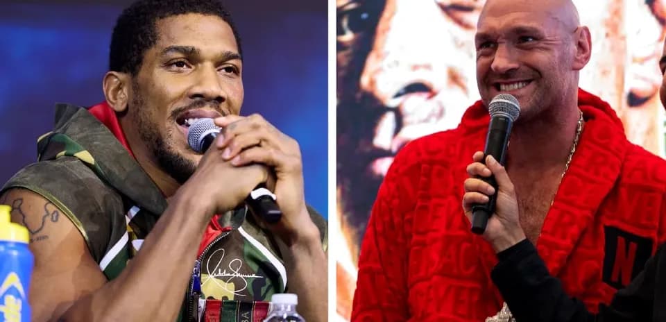 Boxers speaking at press conference side by side