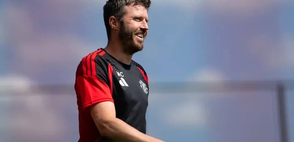 Michael Carrick smiling during training session