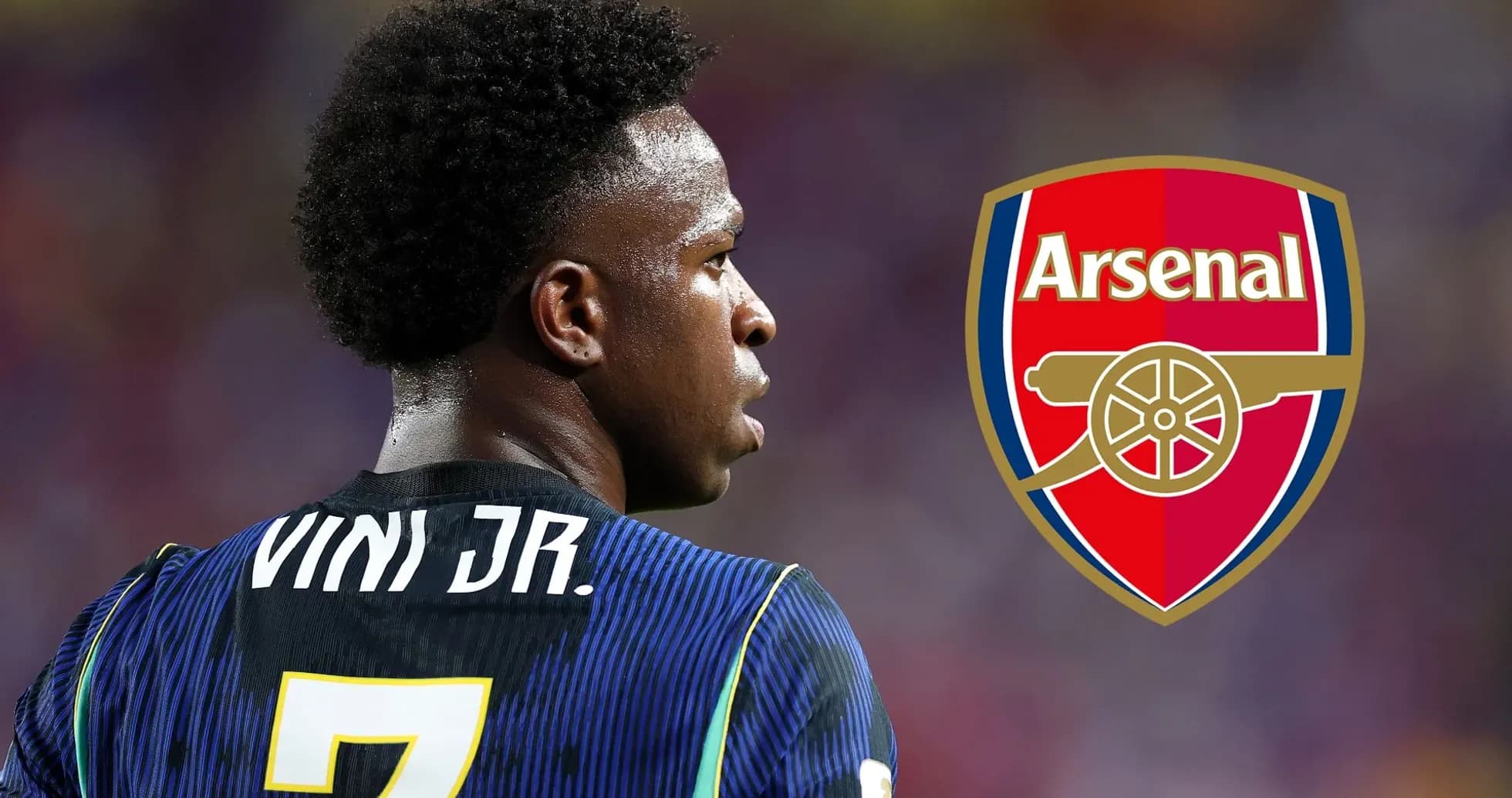 Futbolchi Vini Jr. Arsenal logosi bilan orqadan