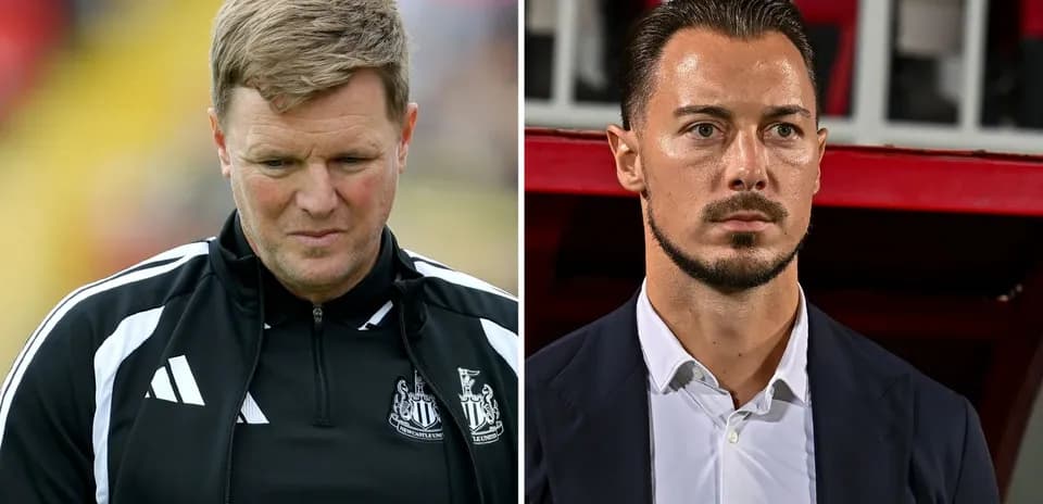 Two football managers during a match