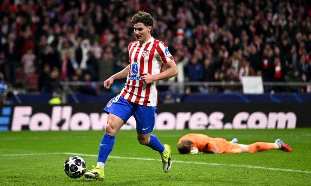 Atlético Madrid player celebrating after scoring goal