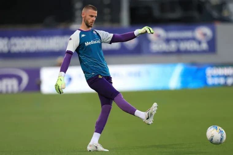 Goalkeeper practicing kick during training session