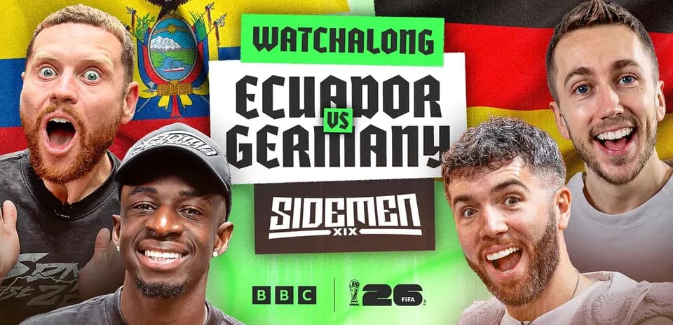 Sidemen hosts promoting Ecuador vs Germany watchalong