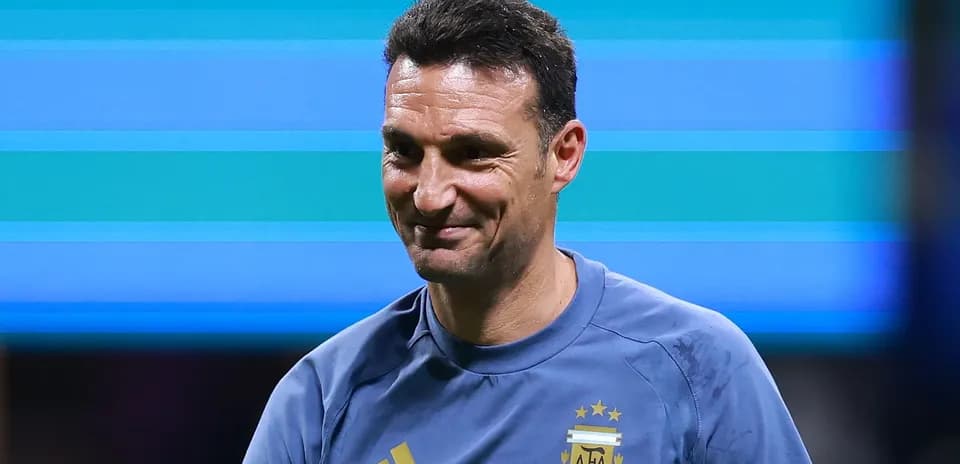 Argentina coach smiling during training session