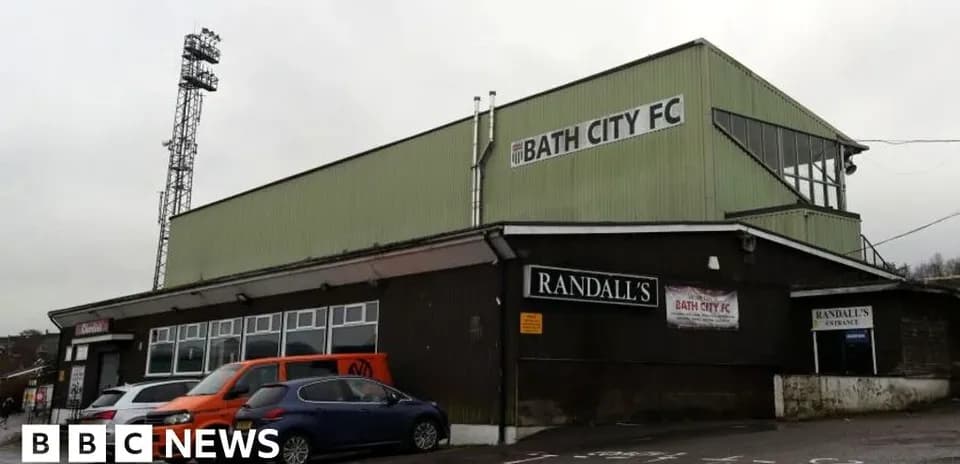 Bath City FC stadium exterior with nearby cars