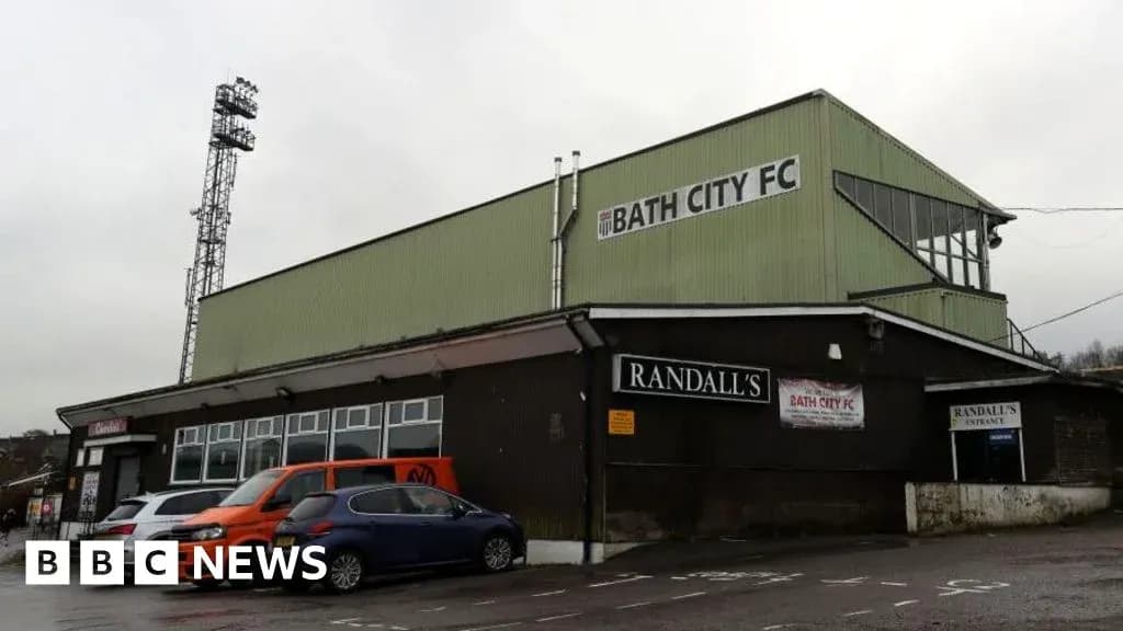 Bath City FC stadium exterior with nearby cars