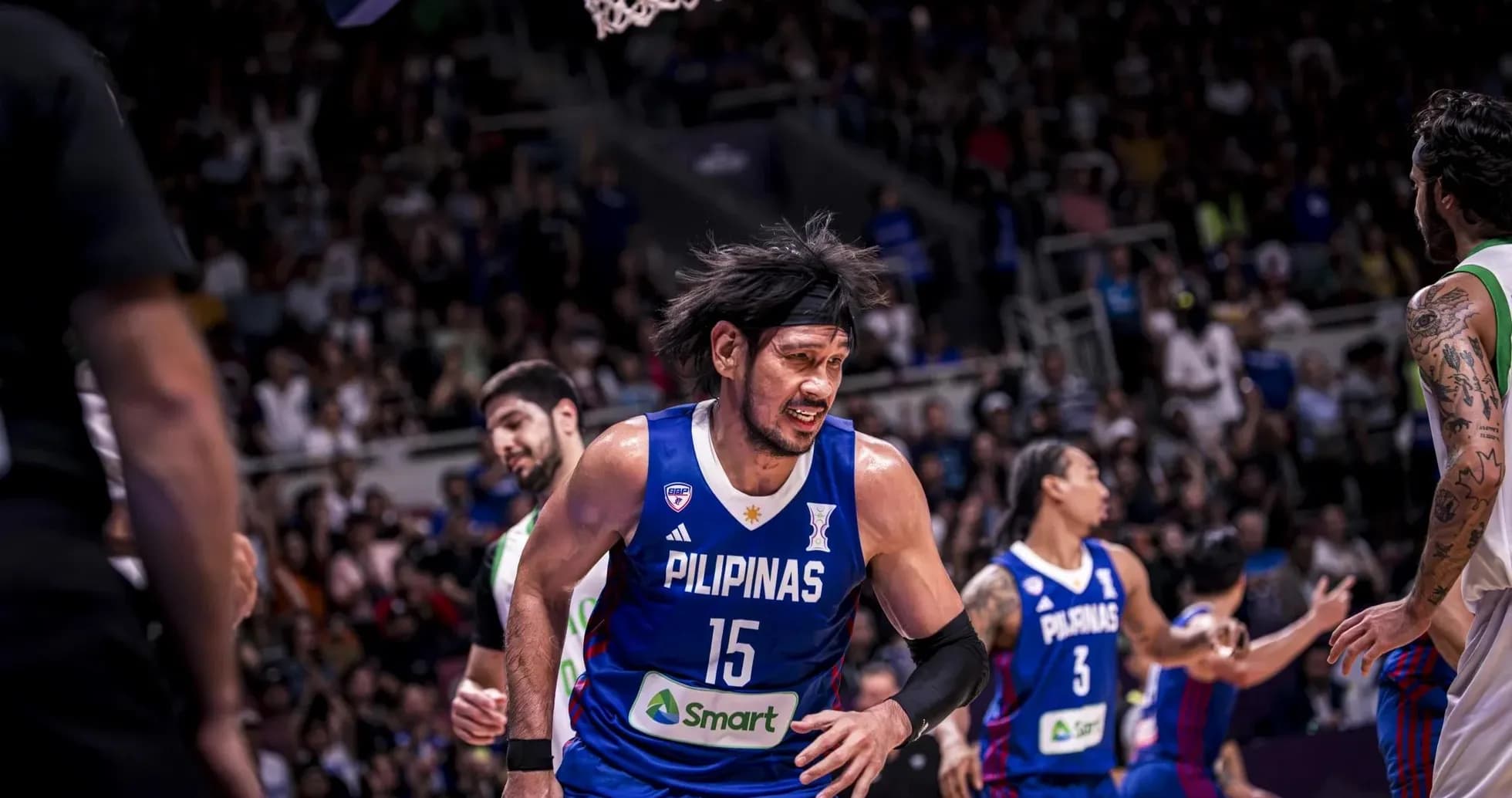 Basketball player in blue jersey during match