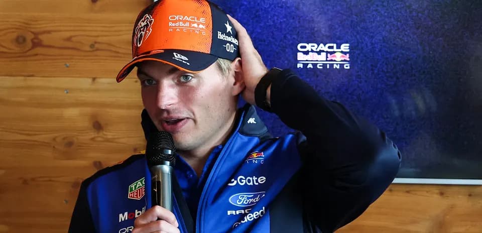 Formula 1 driver speaking at press event