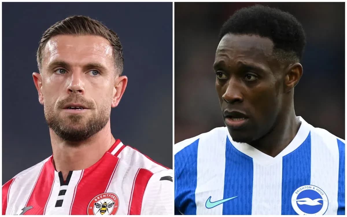Brentford and Brighton players in close-up portraits
