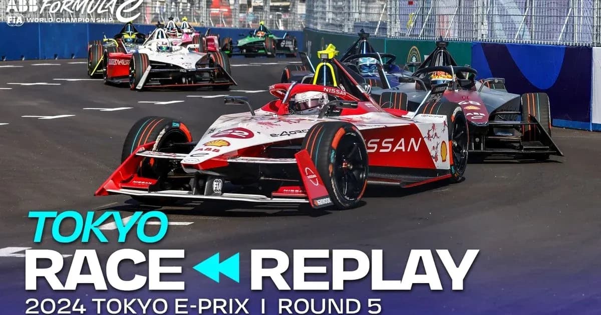 Formula E cars racing at Tokyo E-Prix