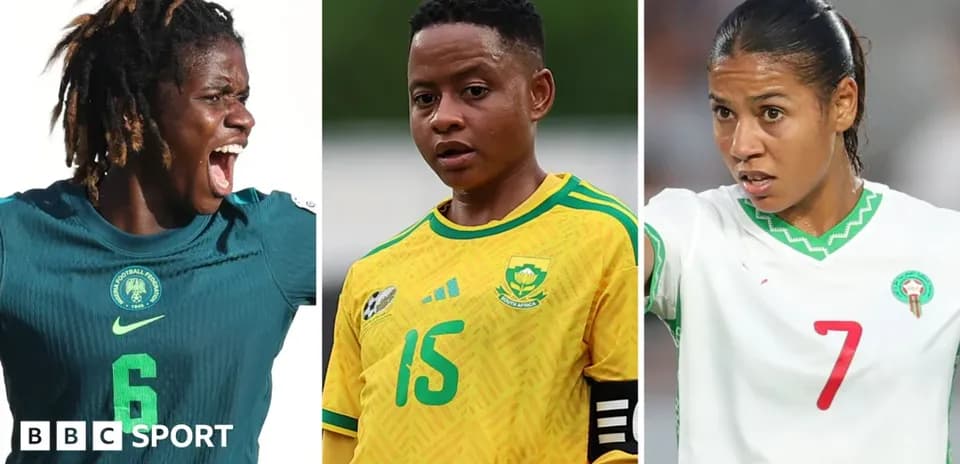 Three female football players in national team jerseys
