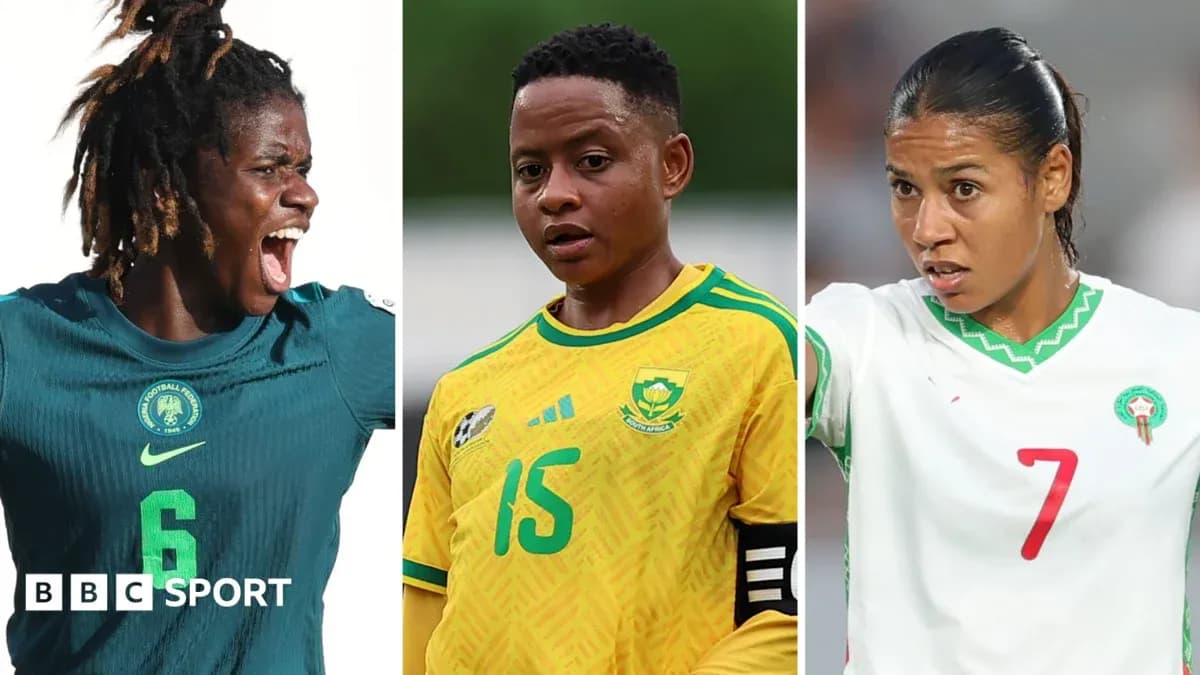 Three female football players in national team jerseys