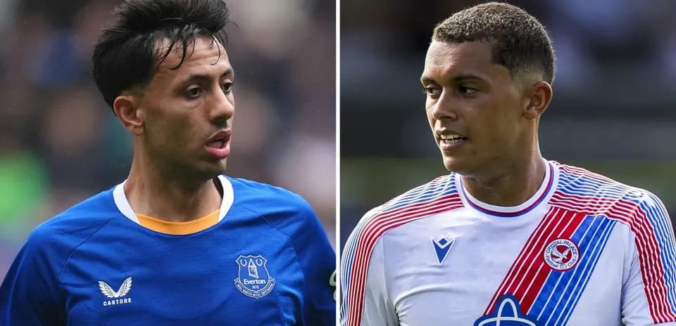 Everton and Crystal Palace players during match