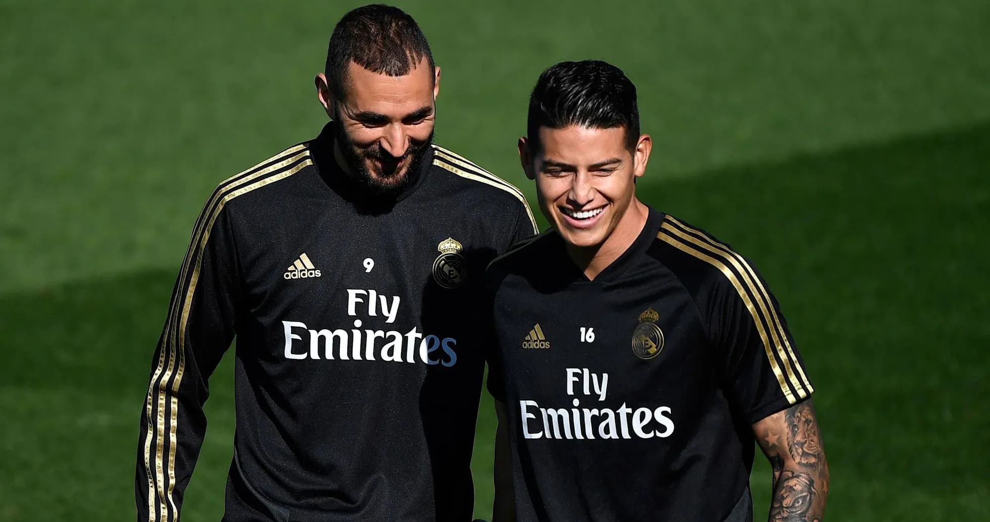 Real Madrid players smiling during training session