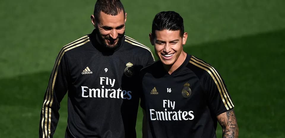 Real Madrid players smiling during training session