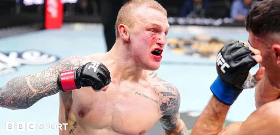 Duel between fighters in UFC ring with blood