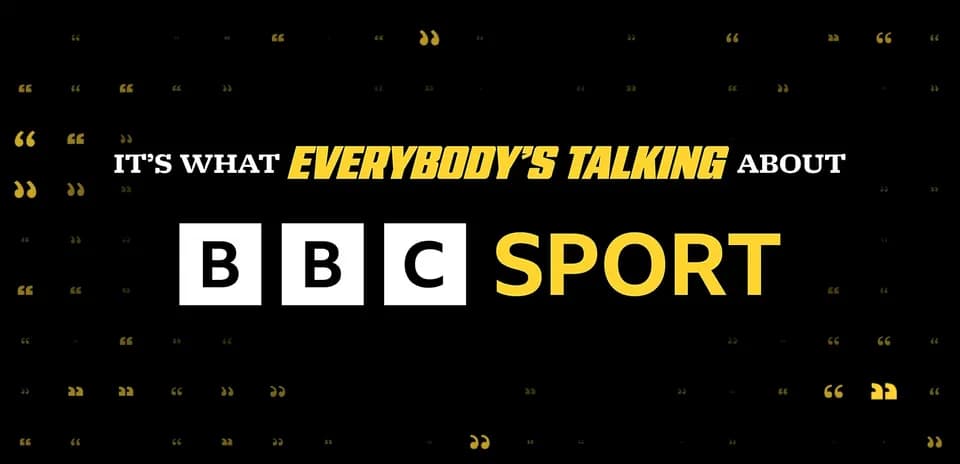 BBC Sport promotional graphic with bold text