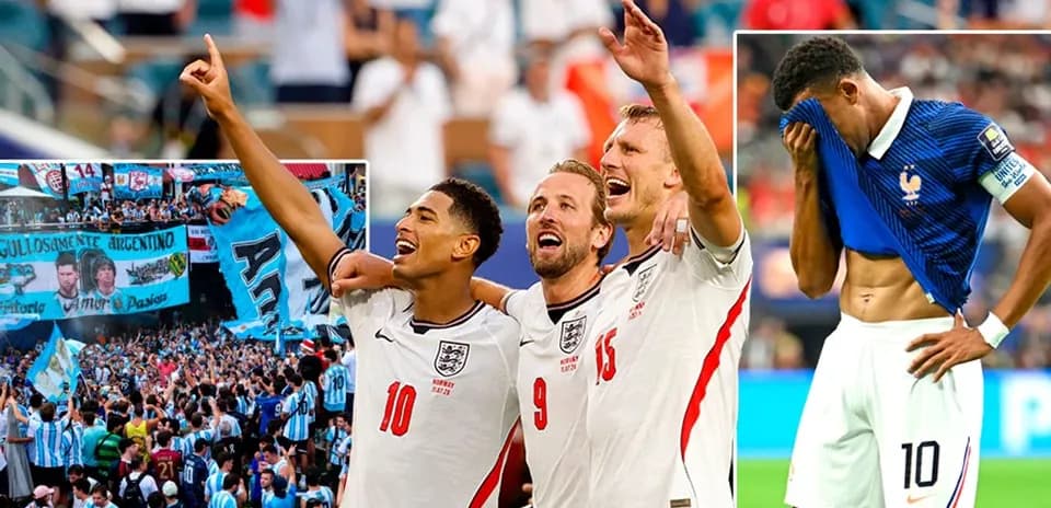 England players celebrating with fans during match